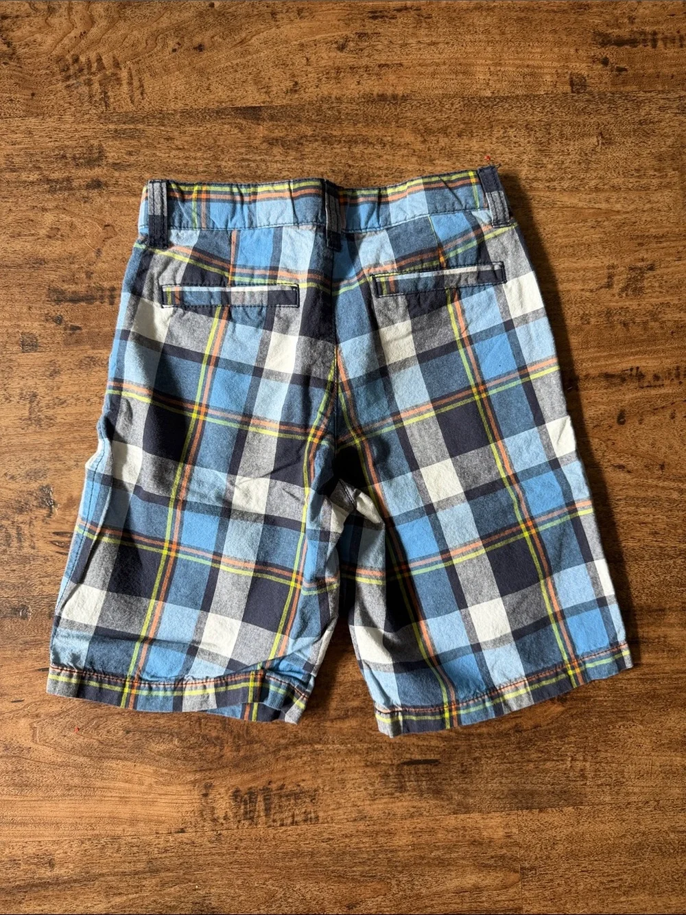 Kids Blue Plaid Cotton Shorts